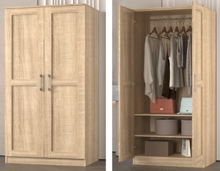 Wardrobe - Free Standing - 2 Doors - 2 Colour Options
