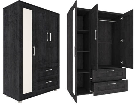 Wardrobe - Free Standing - 3 Door & 2 Drawer - With Mirror - 15% off.