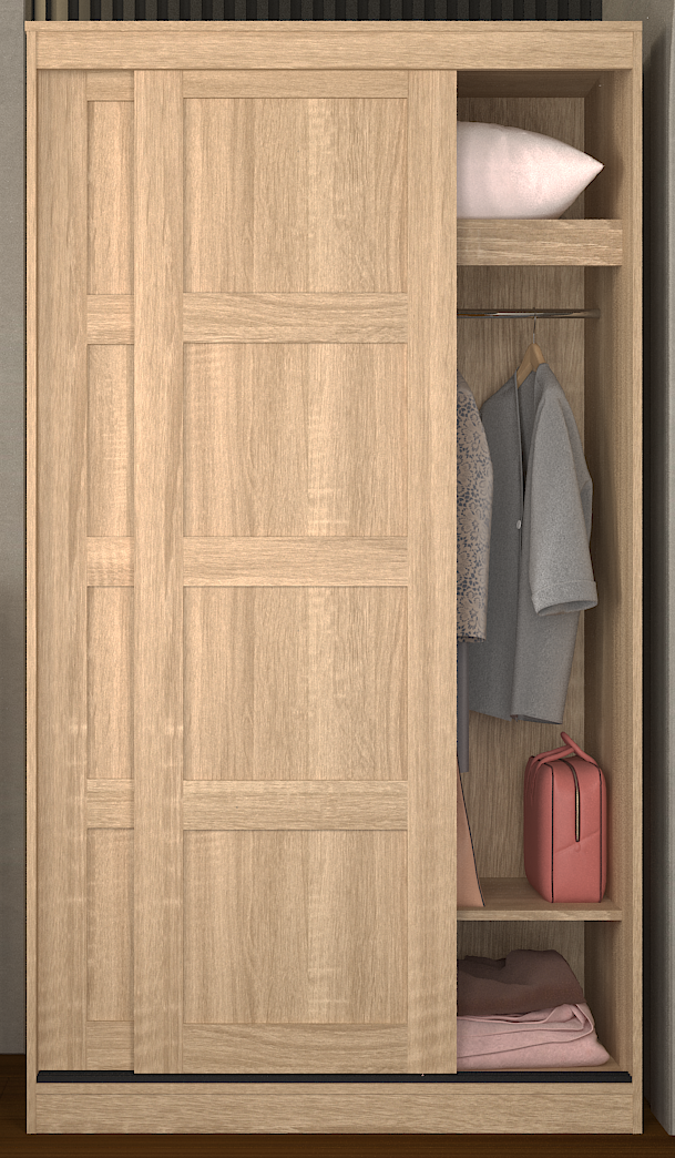 Wardrobe - Free Standing -  Sliding Door - Oak Colour